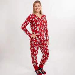 Talviyo-Pyjama Naisten Tummanpunainen